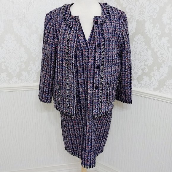 Ann Taylor Colorful Weave Pattern Short Sleeve Dress and Jacket Size 12 - Picture 1 of 6